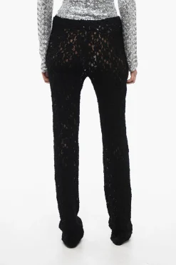 Online Pantaloni Ricamati con Gamba Svasata Donna Pantaloni