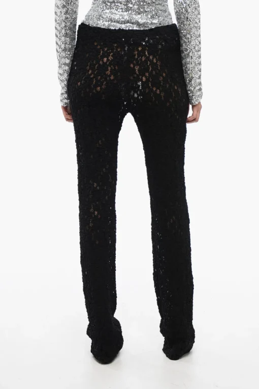 Online Pantaloni Ricamati con Gamba Svasata Donna Pantaloni
