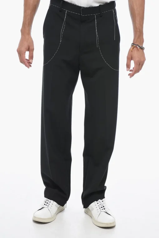 Discount Pantaloni Sartoriale con Impunture Uomo Pantaloni