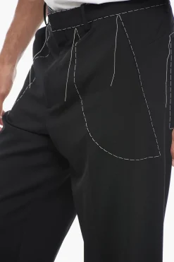 Discount Pantaloni Sartoriale con Impunture Uomo Pantaloni