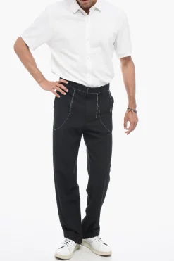 Discount Pantaloni Sartoriale con Impunture Uomo Pantaloni