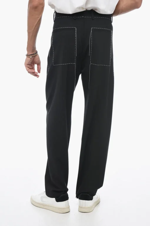 Discount Pantaloni Sartoriale con Impunture Uomo Pantaloni