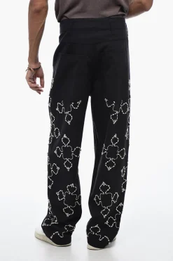 Clearance Pantaloni Sdtraight Fit Con Dettagli Strass Uomo Pantaloni