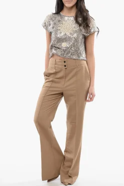 Discount Pantaloni SEVENH in Misto Lana a Vita Alta Donna Pantaloni
