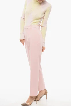 Discount Pantaloni Sigaretta in Lana con Pince Donna Pantaloni