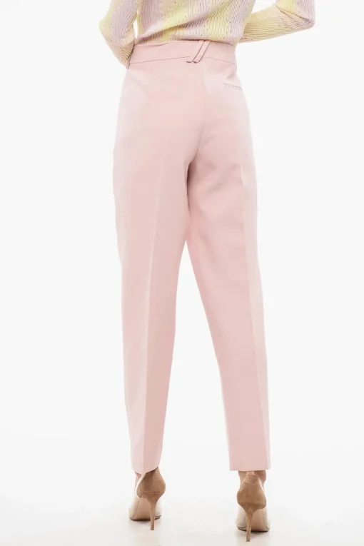 Discount Pantaloni Sigaretta in Lana con Pince Donna Pantaloni