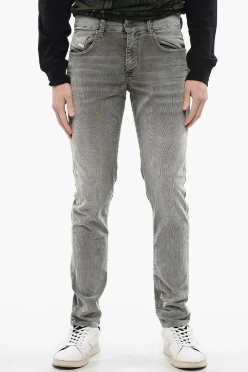Discount Pantaloni Slim Fit 2019 D-STRUKT in Velour a Coste Vita Bassa Uomo Pantaloni