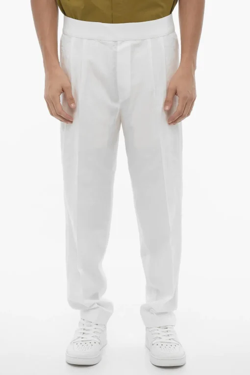 Pantaloni Slim Fit a Doppia Pince con Elastico in Vita>Neil Barrett New