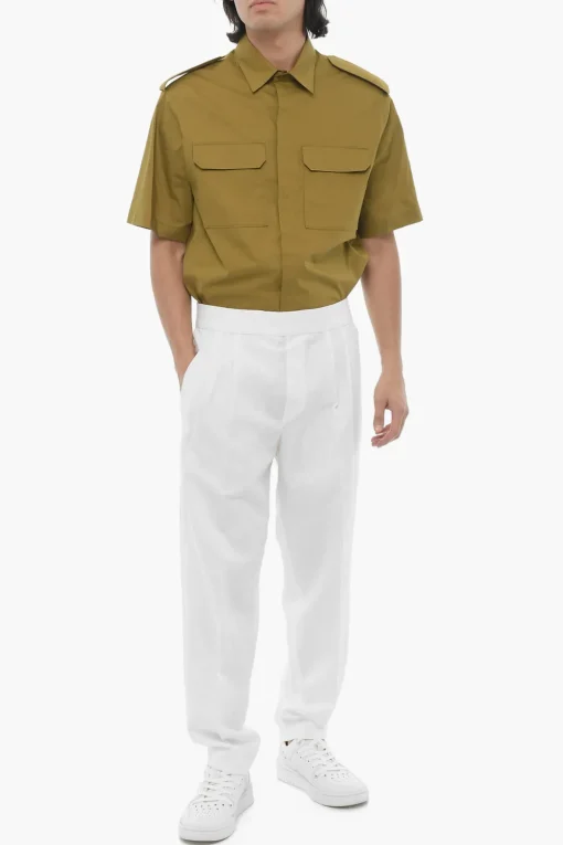Pantaloni Slim Fit a Doppia Pince con Elastico in Vita>Neil Barrett New