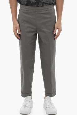 Sale Pantaloni Slim Fit a Vita Bassa con Elastico in Vita Uomo Pantaloni