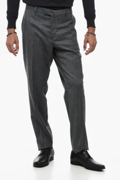 Pantaloni Slim Fit in Lana Vergine ad Orlo con Risvolto>Briglia 1949 Clearance