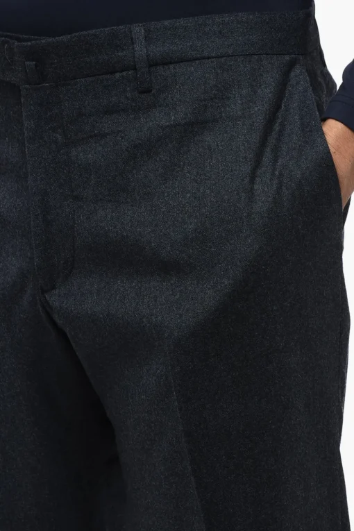Clearance Pantaloni Slim Fit in Lana Vergine ad Orlo con Risvolto Uomo Pantaloni