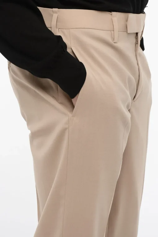 New Pantaloni Slim Fit in Misto Lana Vergine Uomo Pantaloni