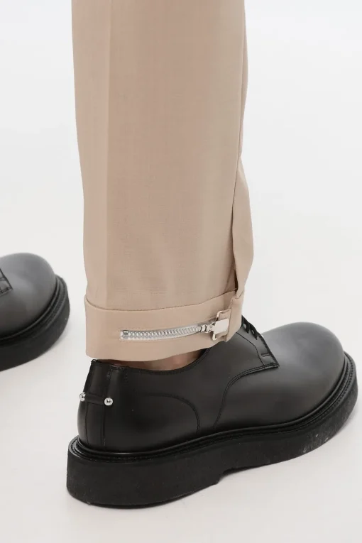 New Pantaloni Slim Fit in Misto Lana Vergine Uomo Pantaloni