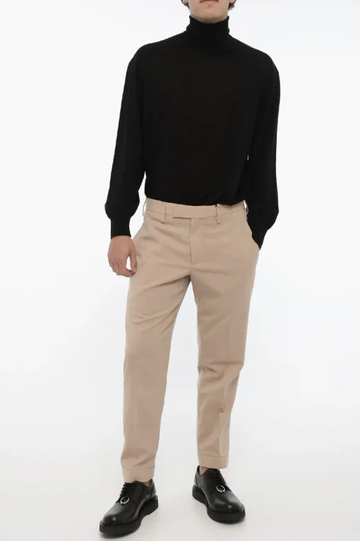 New Pantaloni Slim Fit in Misto Lana Vergine Uomo Pantaloni
