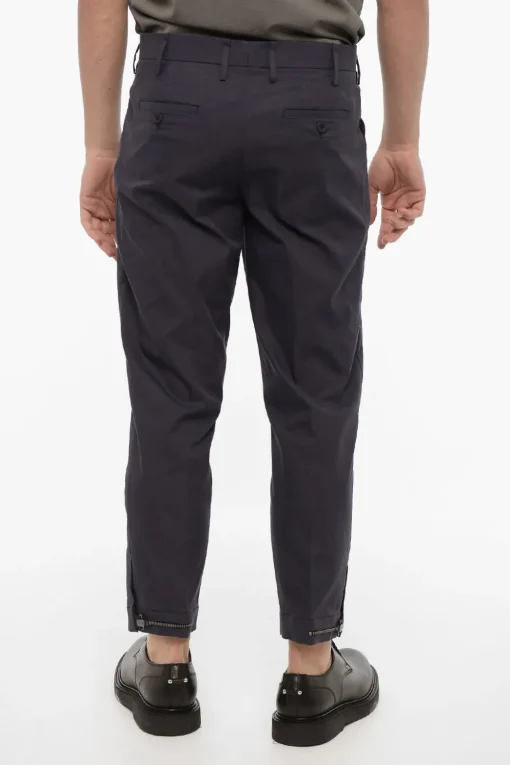 Discount Pantaloni Slim Fit In Misto Cotone con Caviglia Regolabile Uomo Pantaloni