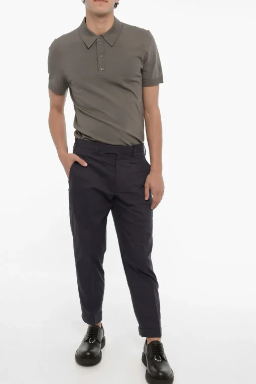 Discount Pantaloni Slim Fit In Misto Cotone con Caviglia Regolabile Uomo Pantaloni