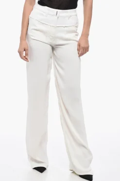 Sale Pantaloni Straight Fit Doppio Tessuto Donna Pantaloni
