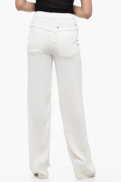 Sale Pantaloni Straight Fit Doppio Tessuto Donna Pantaloni