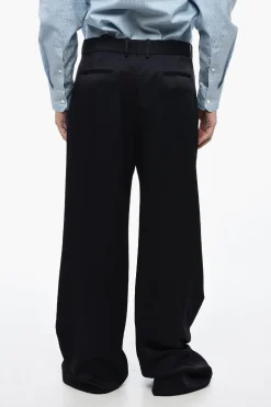 Discount Pantaloni Straight Fit in Satin con Pinces Frontale Uomo Pantaloni