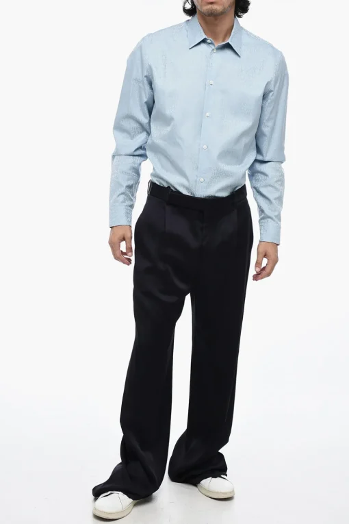 Discount Pantaloni Straight Fit in Satin con Pinces Frontale Uomo Pantaloni