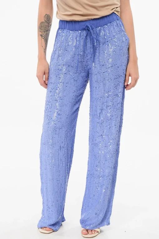 Pantaloni Straight in Paillettes>Parosh Sale