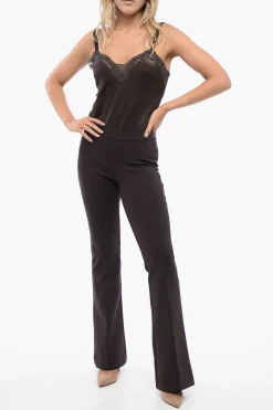 Discount Pantaloni Stretchy a Vita Alta con Flared Fit Donna Pantaloni