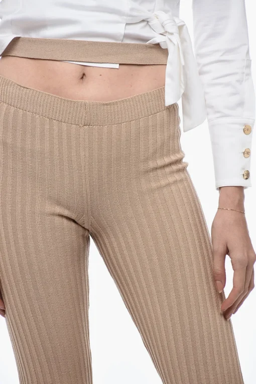 Pantaloni Svasati a Coste con Dettaglio Cut Out>ANDREĀDAMO Fashion