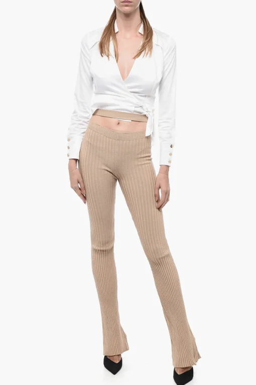 Pantaloni Svasati a Coste con Dettaglio Cut Out>ANDREĀDAMO Fashion