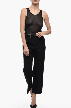 Pantaloni Svasati in Lana Grain de Poudre con Cintura></noscript>Jil Sander Outlet