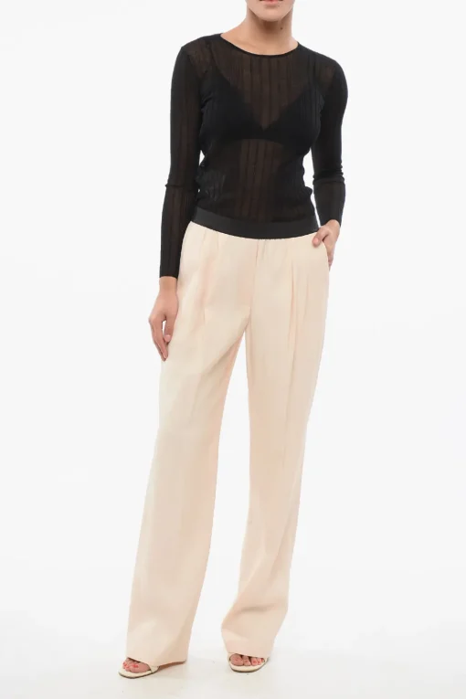 Sale Pantaloni TAKAROA a Doppia Pince con Elastico in Vita Donna Pantaloni