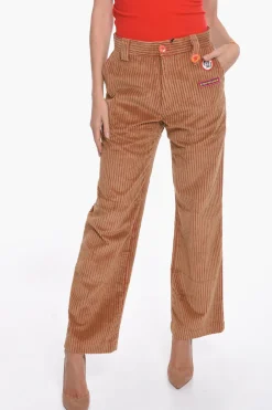 Best Pantaloni TANER Workwear in Velour a Coste con Toppe Donna Pantaloni