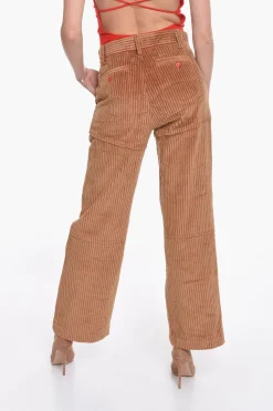 Best Pantaloni TANER Workwear in Velour a Coste con Toppe Donna Pantaloni