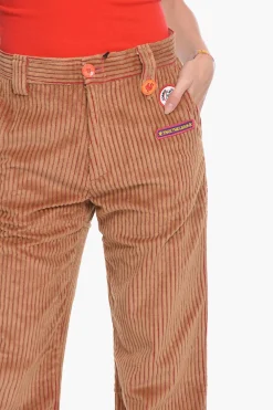 Best Pantaloni TANER Workwear in Velour a Coste con Toppe Donna Pantaloni
