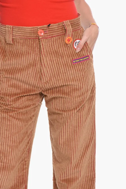 Best Pantaloni TANER Workwear in Velour a Coste con Toppe Donna Pantaloni