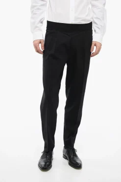 Hot Pantaloni Tapered Fit a 2 Pinces in Misto Lana Vergine Uomo Pantaloni