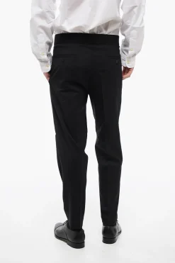 Hot Pantaloni Tapered Fit a 2 Pinces in Misto Lana Vergine Uomo Pantaloni