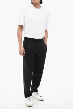 Pantaloni Tapered Fit a 2 Pinces in Misto Lino></noscript>Neil Barrett Clearance