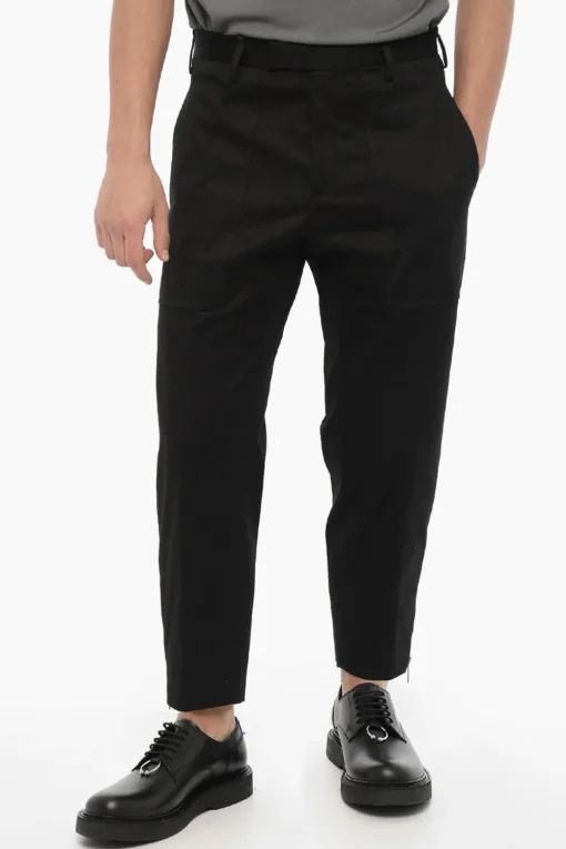 Pantaloni TOM in Cotone Stretch con Zip alla Caviglia>Neil Barrett Sale