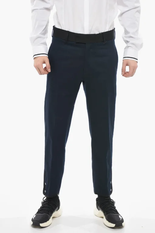 Pantaloni TOM Slim Fit con Bordi a Contrasto e Bottoni alla Caviglia>Neil Barrett Clearance