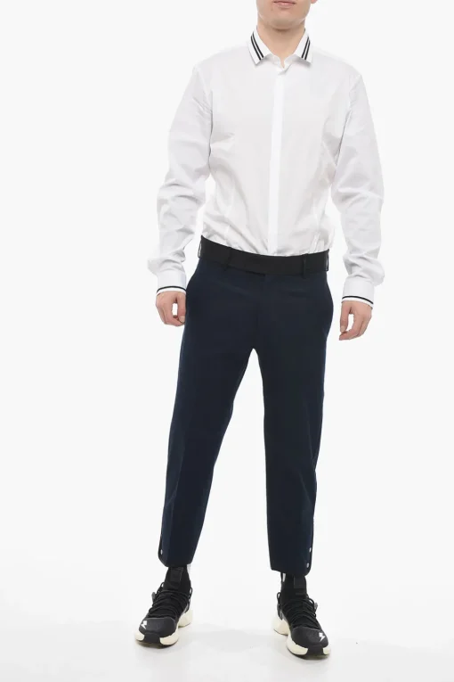 Pantaloni TOM Slim Fit con Bordi a Contrasto e Bottoni alla Caviglia>Neil Barrett Clearance