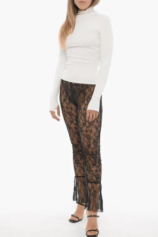 Sale Pantaloni Trasparenti in Pizzo Macrame' Donna Pantaloni