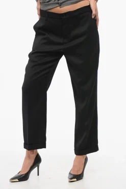 Best Pantaloni VOLT In Twill di Misto Lana Vergine a Vita Alta Donna Pantaloni