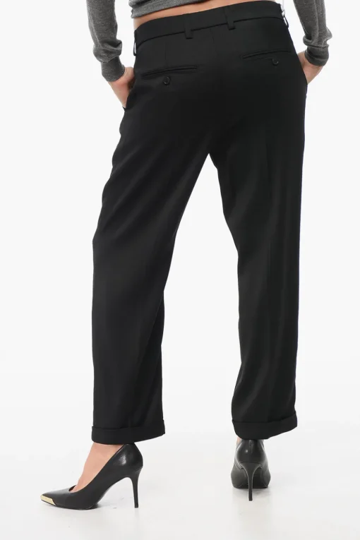 Best Pantaloni VOLT In Twill di Misto Lana Vergine a Vita Alta Donna Pantaloni
