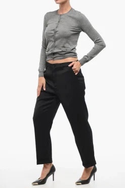 Best Pantaloni VOLT In Twill di Misto Lana Vergine a Vita Alta Donna Pantaloni