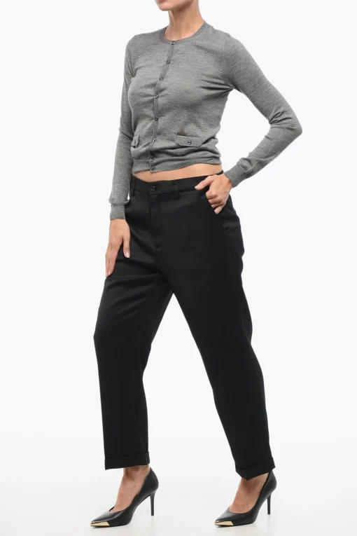 Best Pantaloni VOLT In Twill di Misto Lana Vergine a Vita Alta Donna Pantaloni