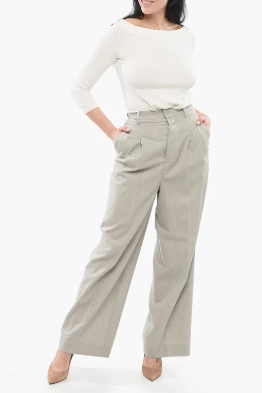 Pantaloni Wide a Vita Alta>Ami Alexandre Mattiussi Outlet