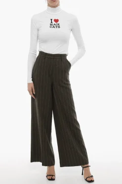 Pantaloni Wide in Misto Lana Gessati></noscript>Remain Sale