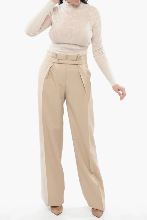 Pantaloni Wide Leg con Fibbia>Super Blond Best