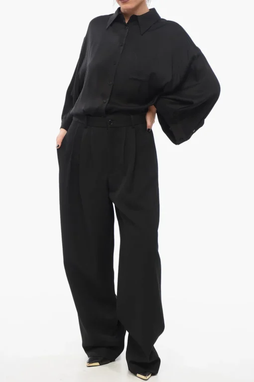 Pantaloni Wide Leg con Pince>The Row Discount